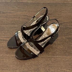 NWT Circa Joan & David Glossy Black Slingback Sandals Size 9